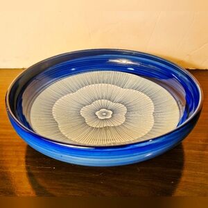 VTG Japanese Hand Painted Imari Arita Blue & White Bowl 40's Signed 9 3/4" MCM